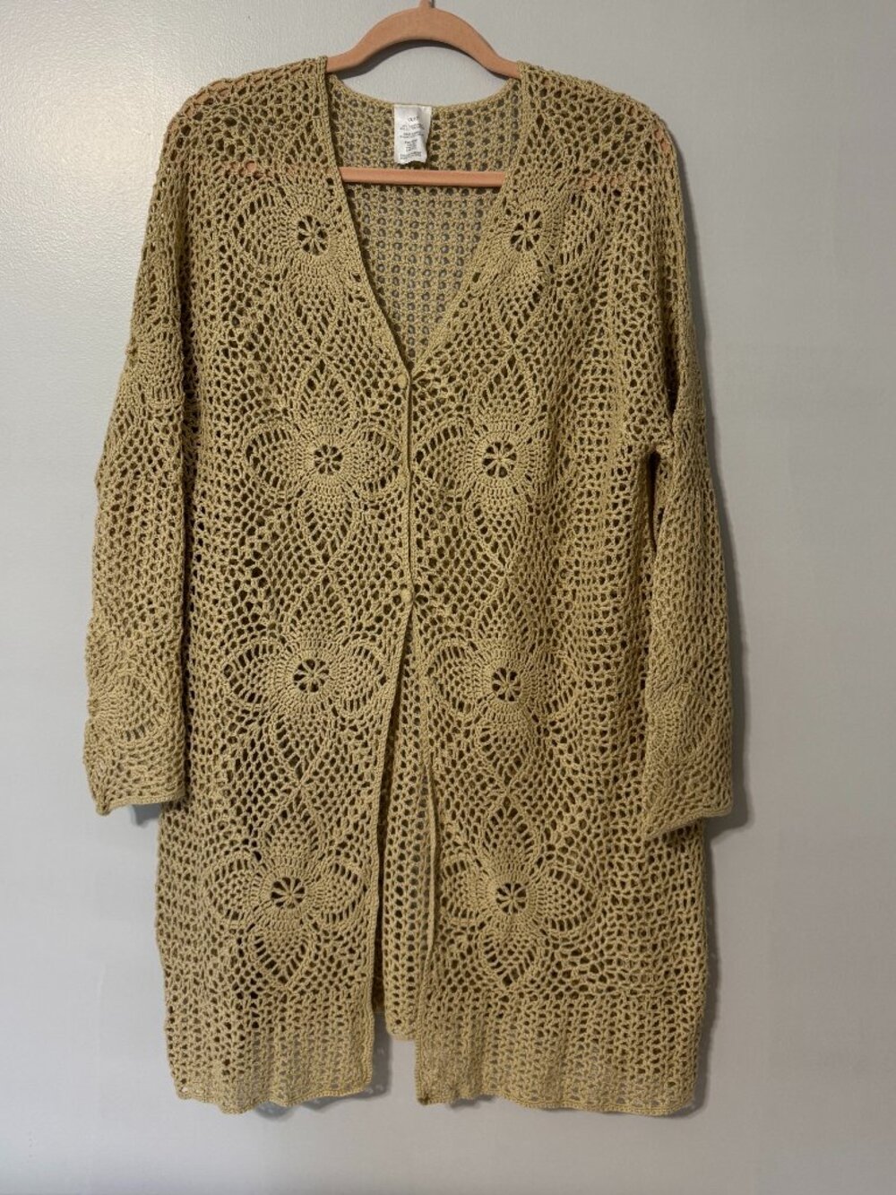 HANDMADE Crocheted Beige Duster Jacket
